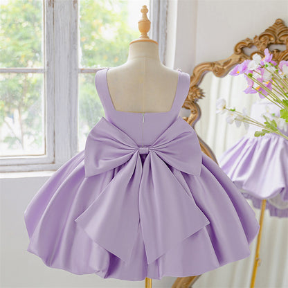 Frocklet Puffy Bowknot Satin Flower Girl Dress – Princess Ball Gown for Kids 38