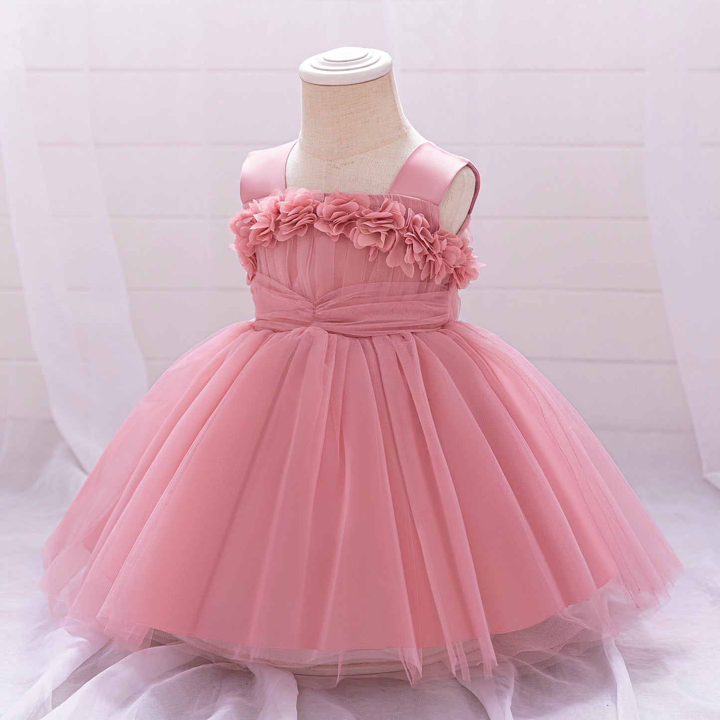 Cute Puffy Tulle Ball Gown Princess Dress for Toddlers - Square Neck Tea Length