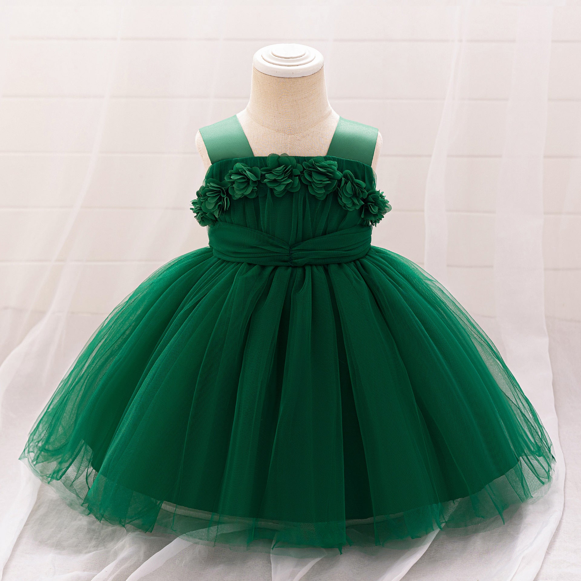 Cute Puffy Tulle Ball Gown Princess Dress for Toddlers - Square Neck Tea Length