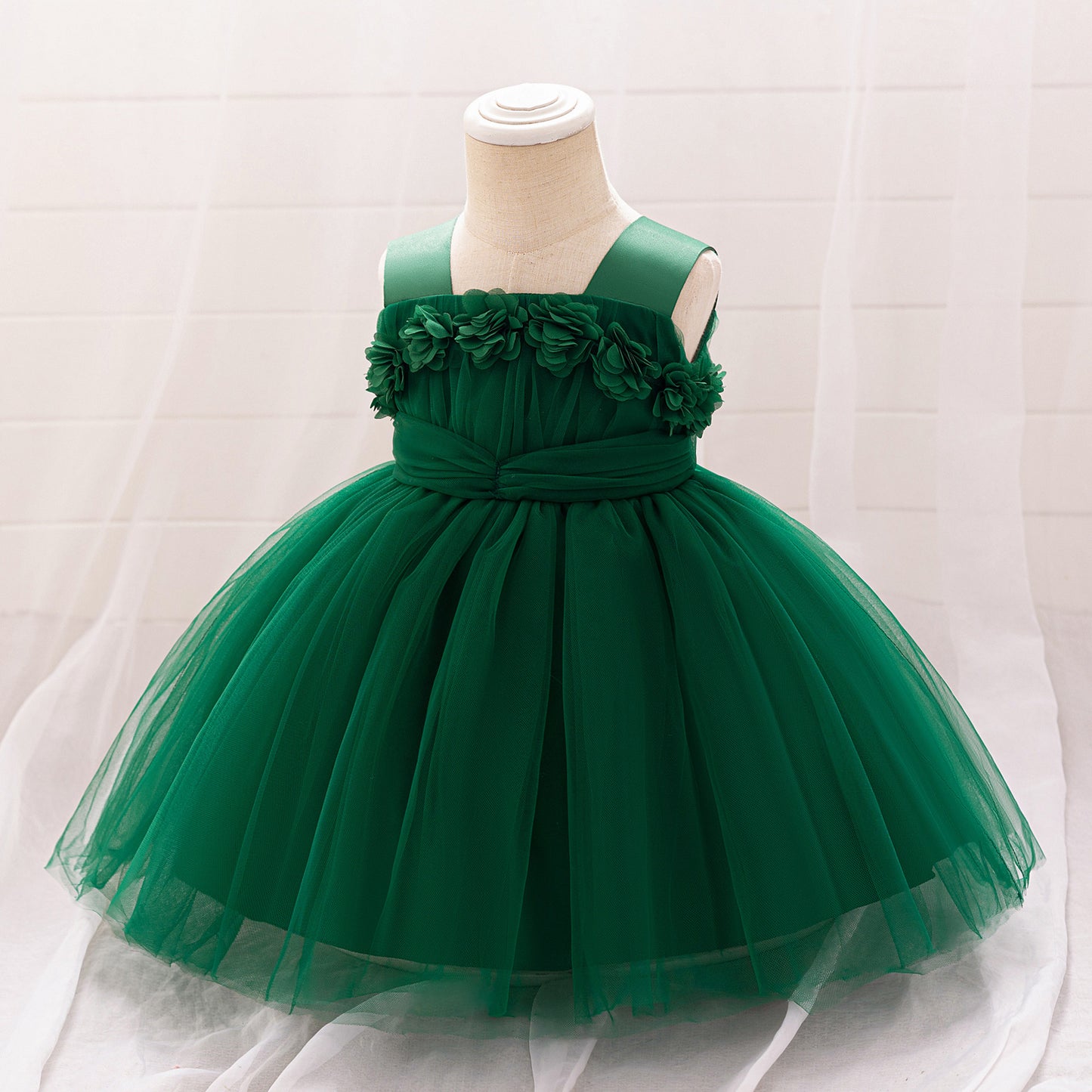Cute Puffy Tulle Ball Gown Princess Dress for Toddlers - Square Neck Tea Length