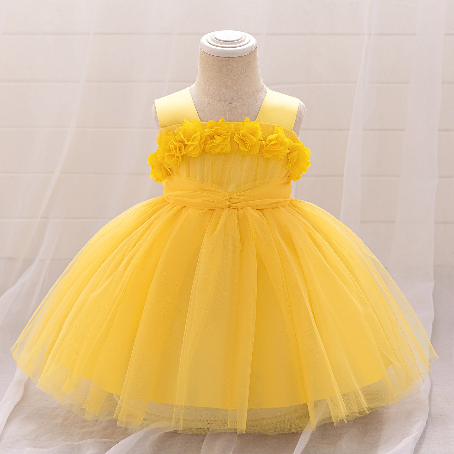 Cute Puffy Tulle Ball Gown Princess Dress for Toddlers - Square Neck Tea Length