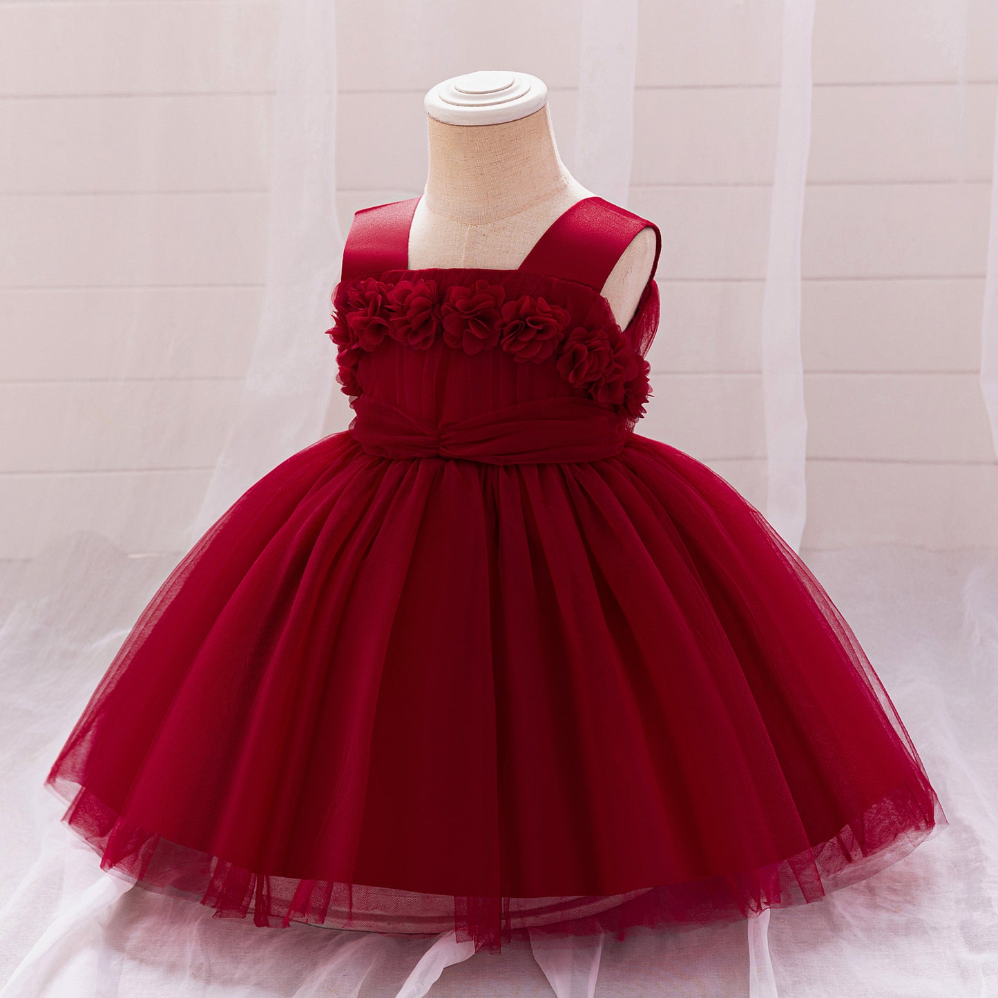 Cute Puffy Tulle Ball Gown Princess Dress for Toddlers - Square Neck Tea Length