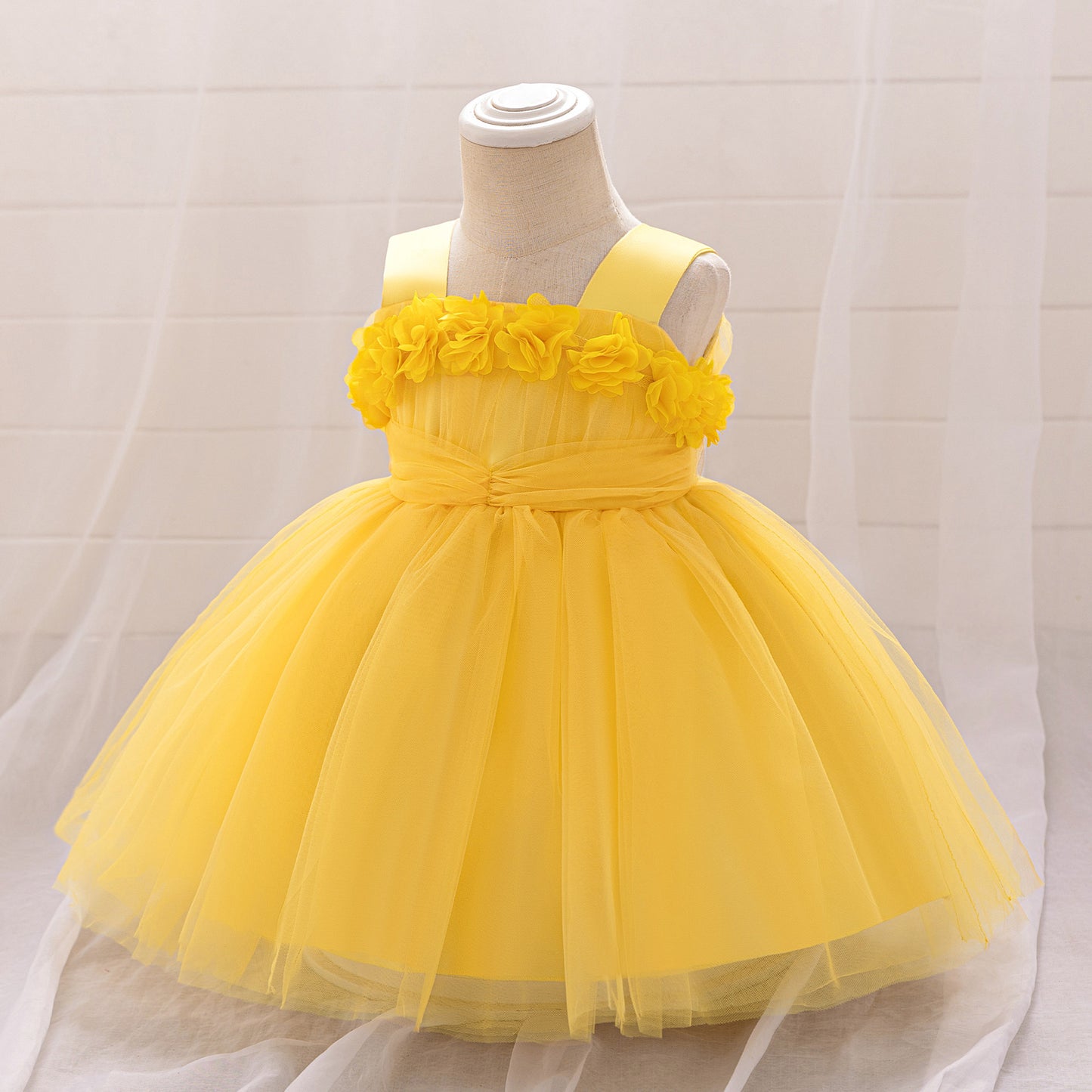 Cute Puffy Tulle Ball Gown Princess Dress for Toddlers - Square Neck Tea Length