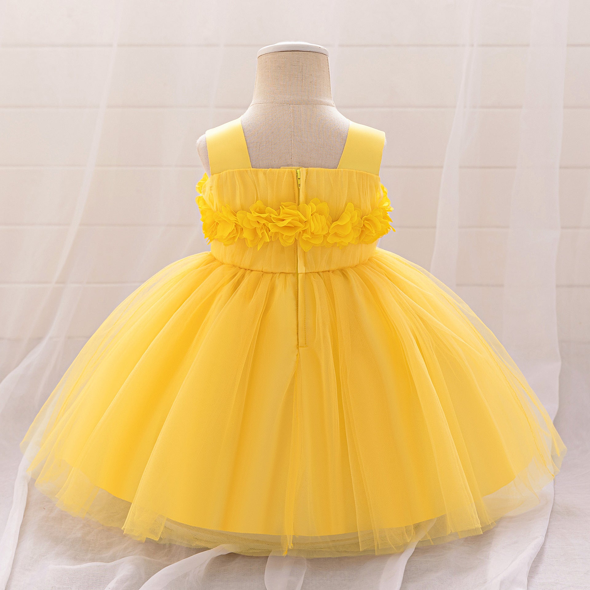Cute Puffy Tulle Ball Gown Princess Dress for Toddlers - Square Neck Tea Length