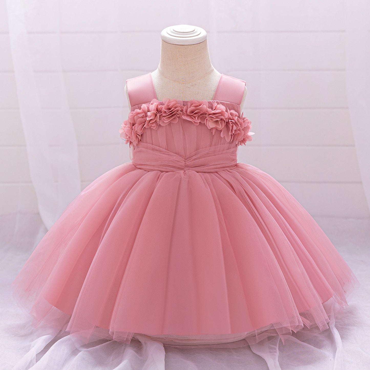 Cute Puffy Tulle Ball Gown Princess Dress for Toddlers - Square Neck Tea Length