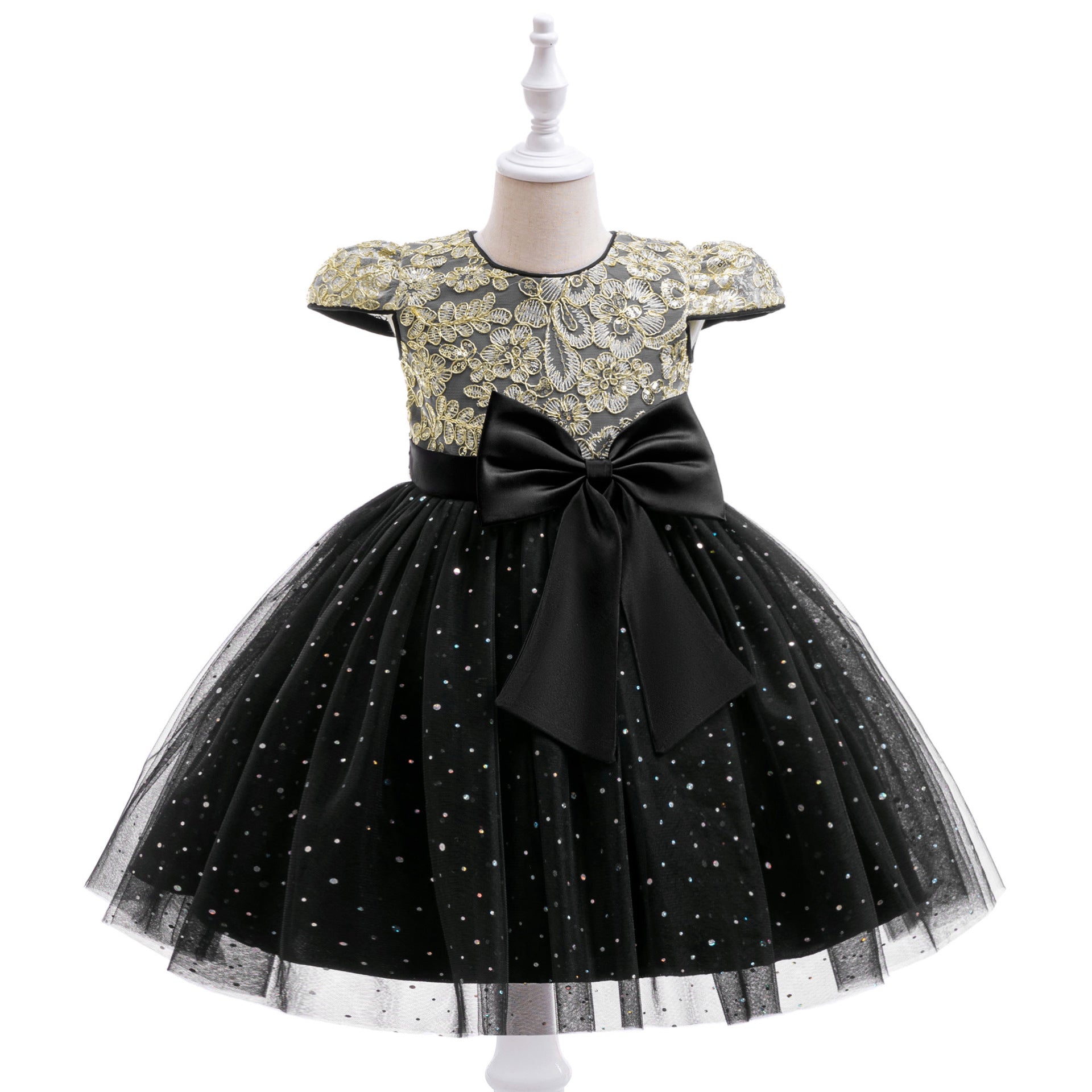 Frocklet Puffy Tulle Ball Gown Dress for Girls - Lace & Bowknot Princess Party Dress 8