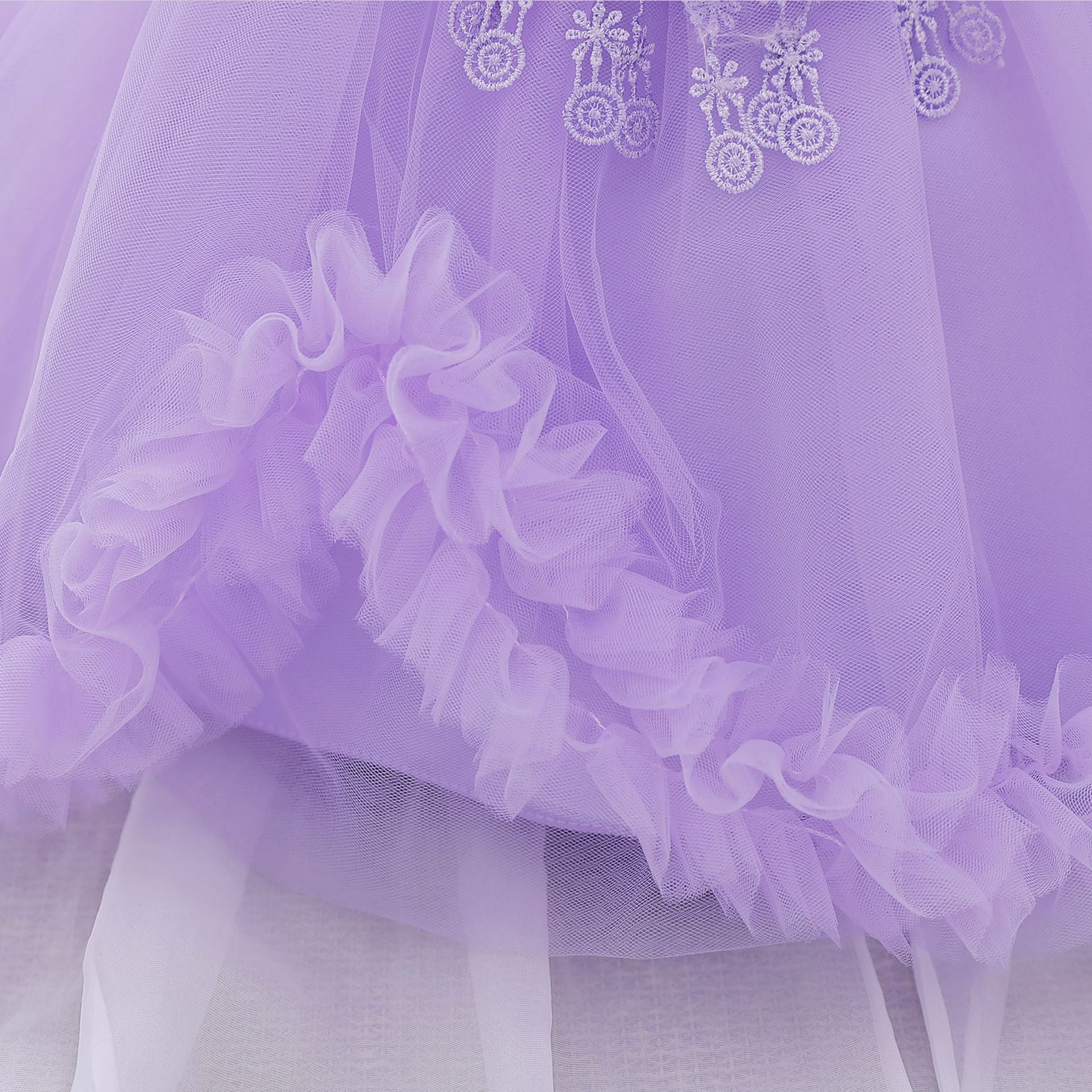 Cute Puffy Tulle Flower Girl Dress for Party & Wedding – Lace & Bow Detail
