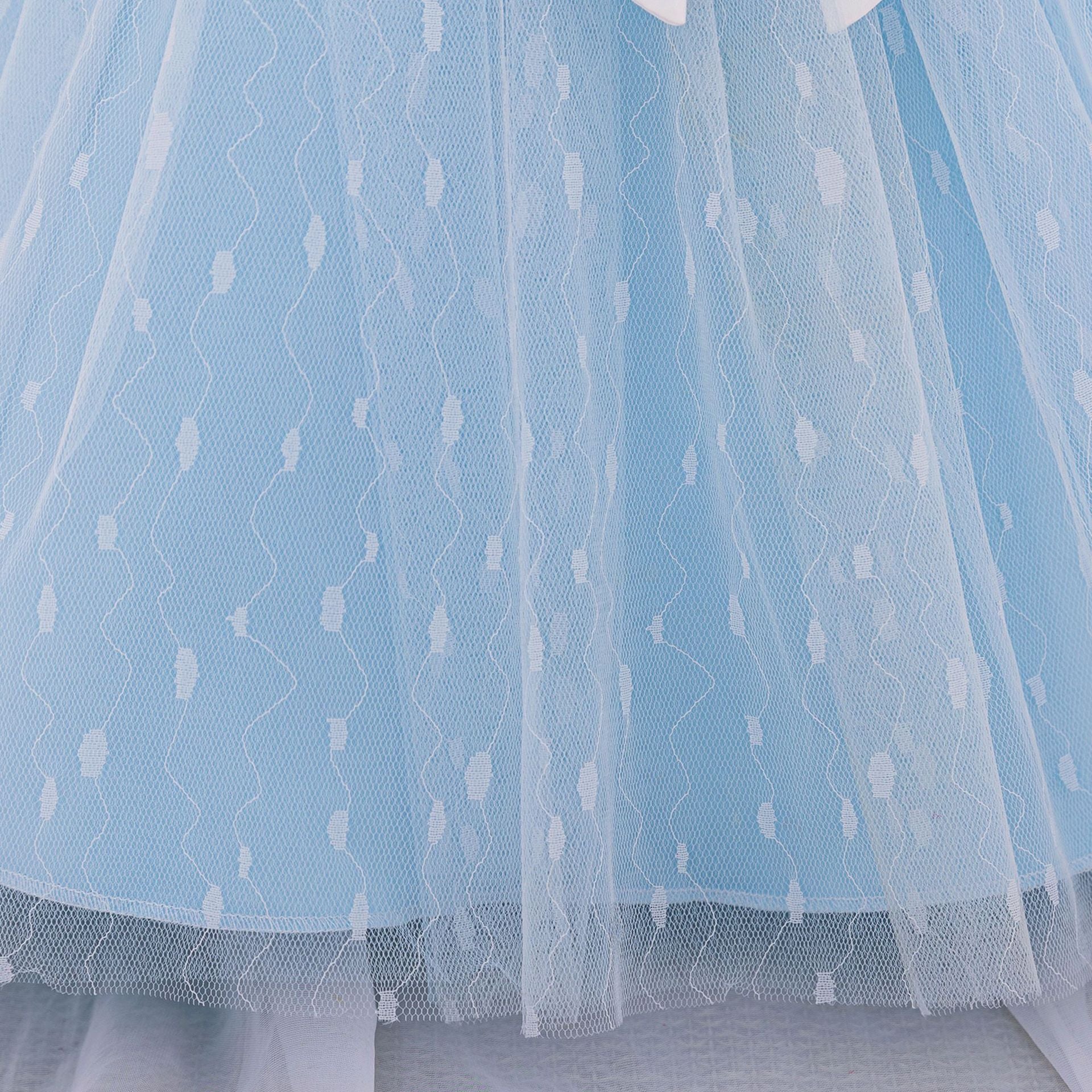 Puffy Tulle Flower Girl Princess Dress with Bow | Cute Bubble Sleeve Toddler Gown