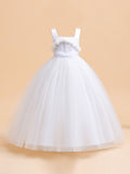 Puffy Tulle Princess Dress with Pleated Appliqué for Girls