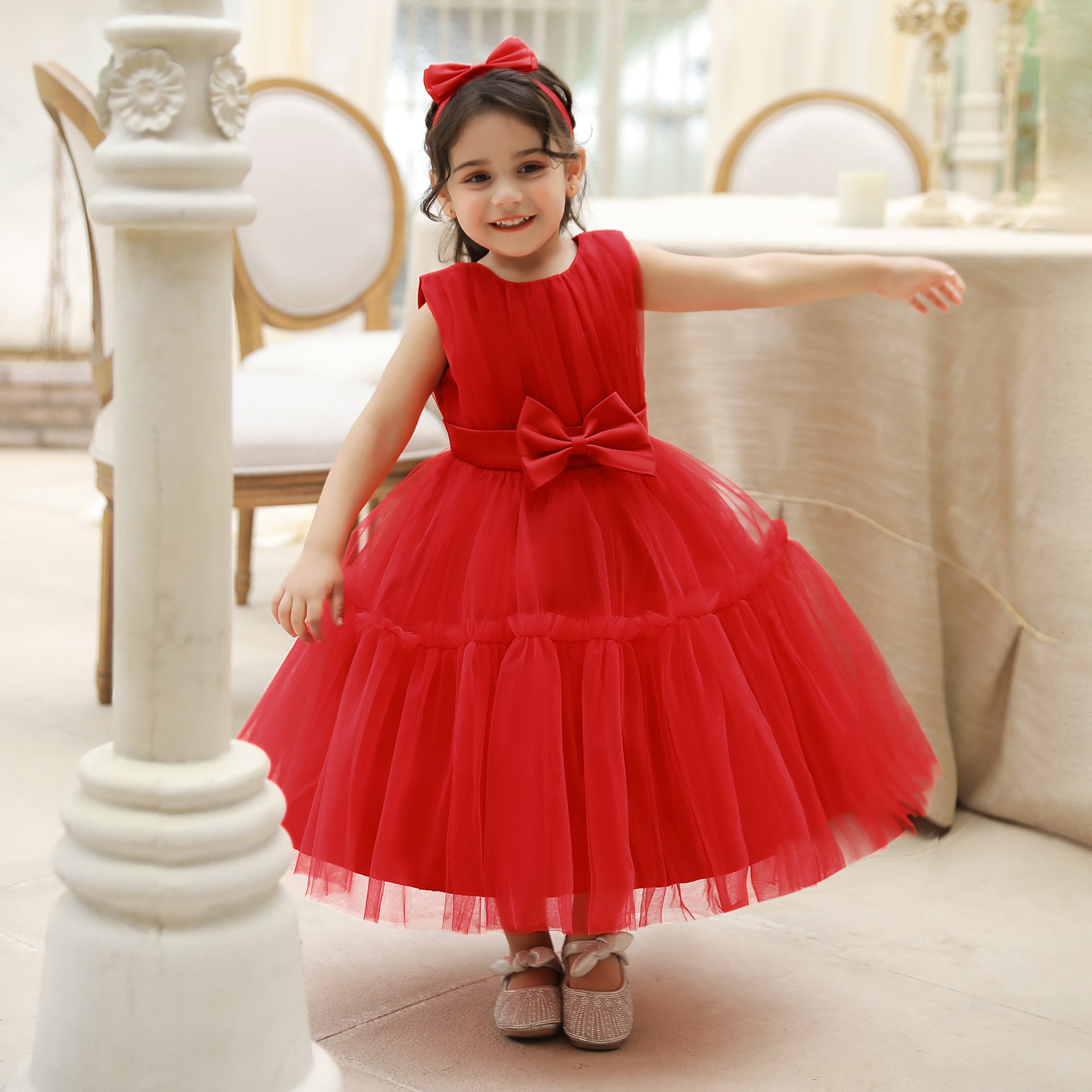 Puffy Tulle Toddler Princess Dress – Tea-Length Party & Flower Girl Gown