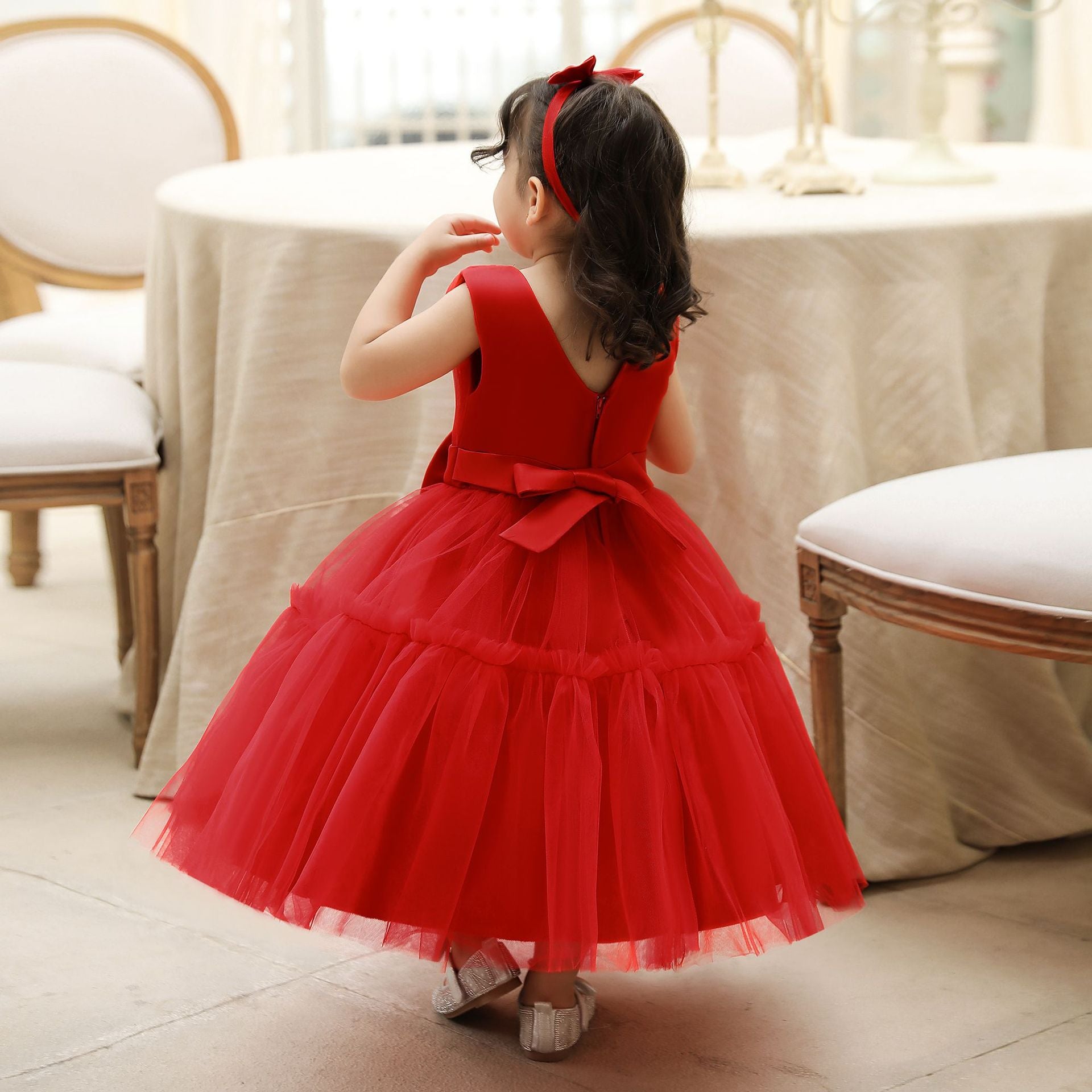 Puffy Tulle Toddler Princess Dress – Tea-Length Party & Flower Girl Gown