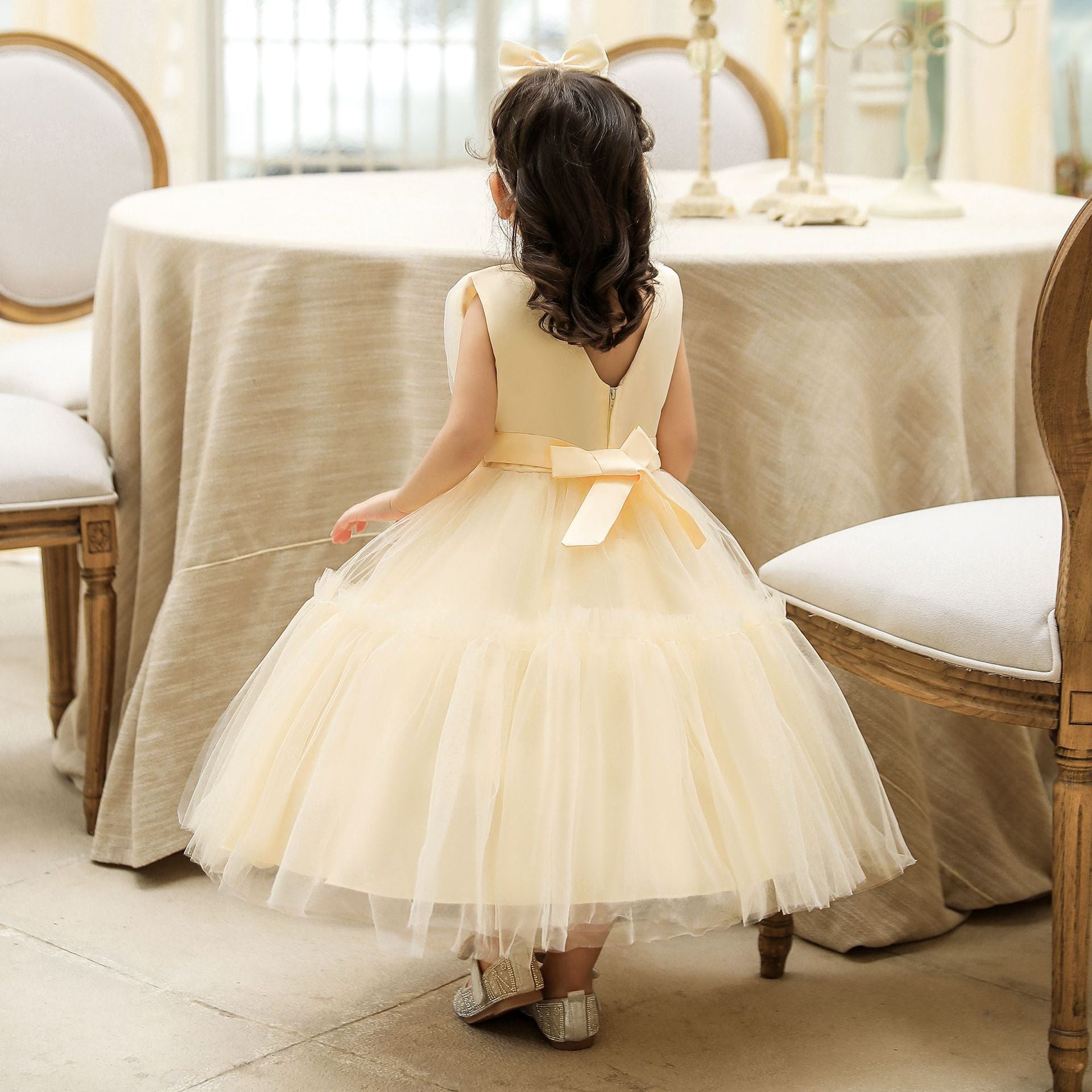 Puffy Tulle Toddler Princess Dress – Tea-Length Party & Flower Girl Gown