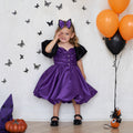 Purple Satin Puff Sleeve A-line Princess Dress for Girls