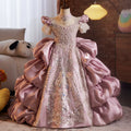Purple Sequin Tiered Maxi A-Line Dress for Girls