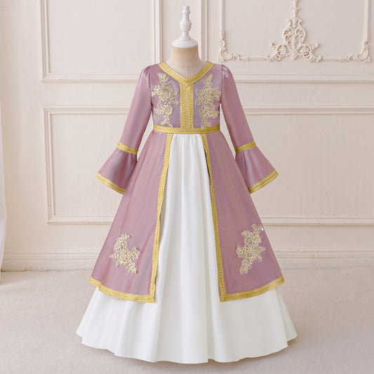 Purple Sequined Lace A-Line Maxi Dress for Girls 3-8 Years – Party, Wedding & Festival Outfit