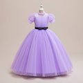 Purple Tulle Embroidered Princess Maxi Dress for Girls