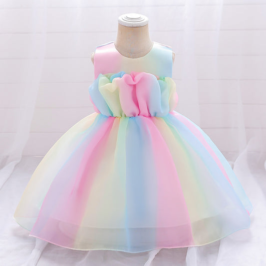 Cute Rainbow Ruffle Tutu Dress for Baby Girls - Party & Holiday Outfit
