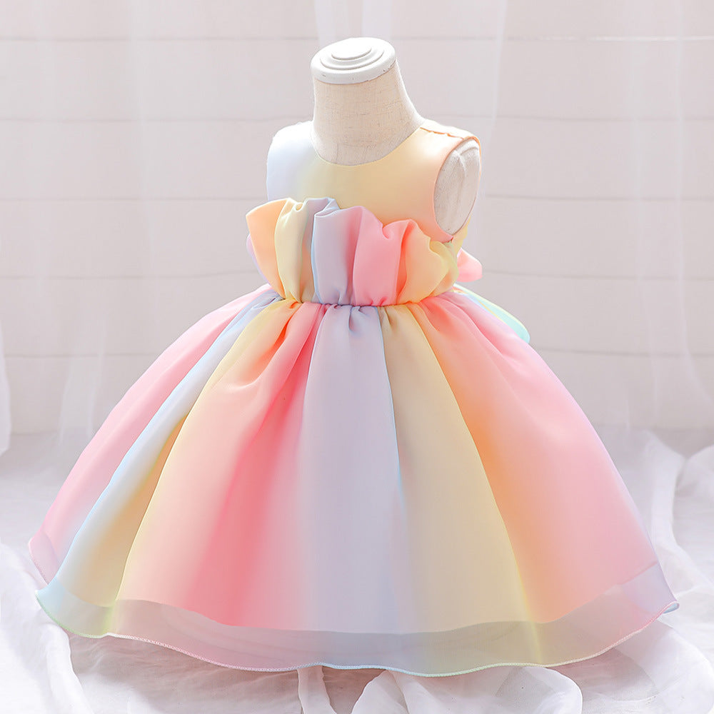 Rainbow Tulle A-Line Princess Dress for Toddlers | Cute Party & Holiday Outfit
