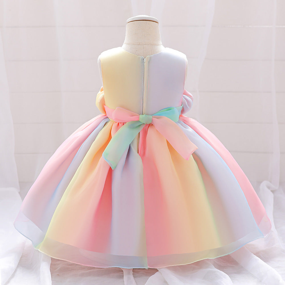 Rainbow Tulle A-Line Princess Dress for Toddlers | Cute Party & Holiday Outfit