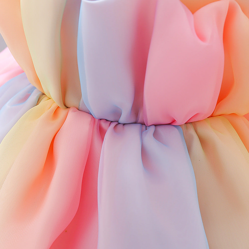 Rainbow Tulle A-Line Princess Dress for Toddlers | Cute Party & Holiday Outfit