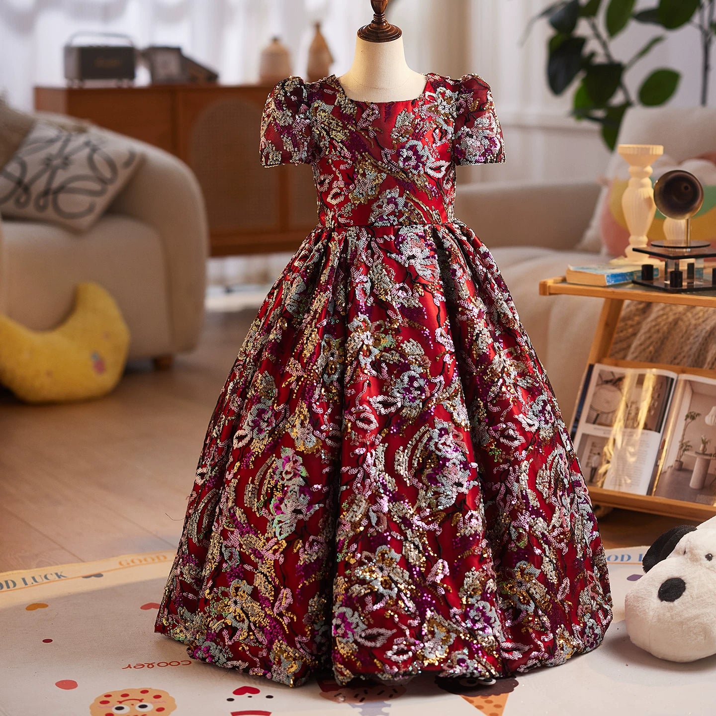Red Sequin Maxi Dress for Girls – Cute Flower Girl & Party Gown
