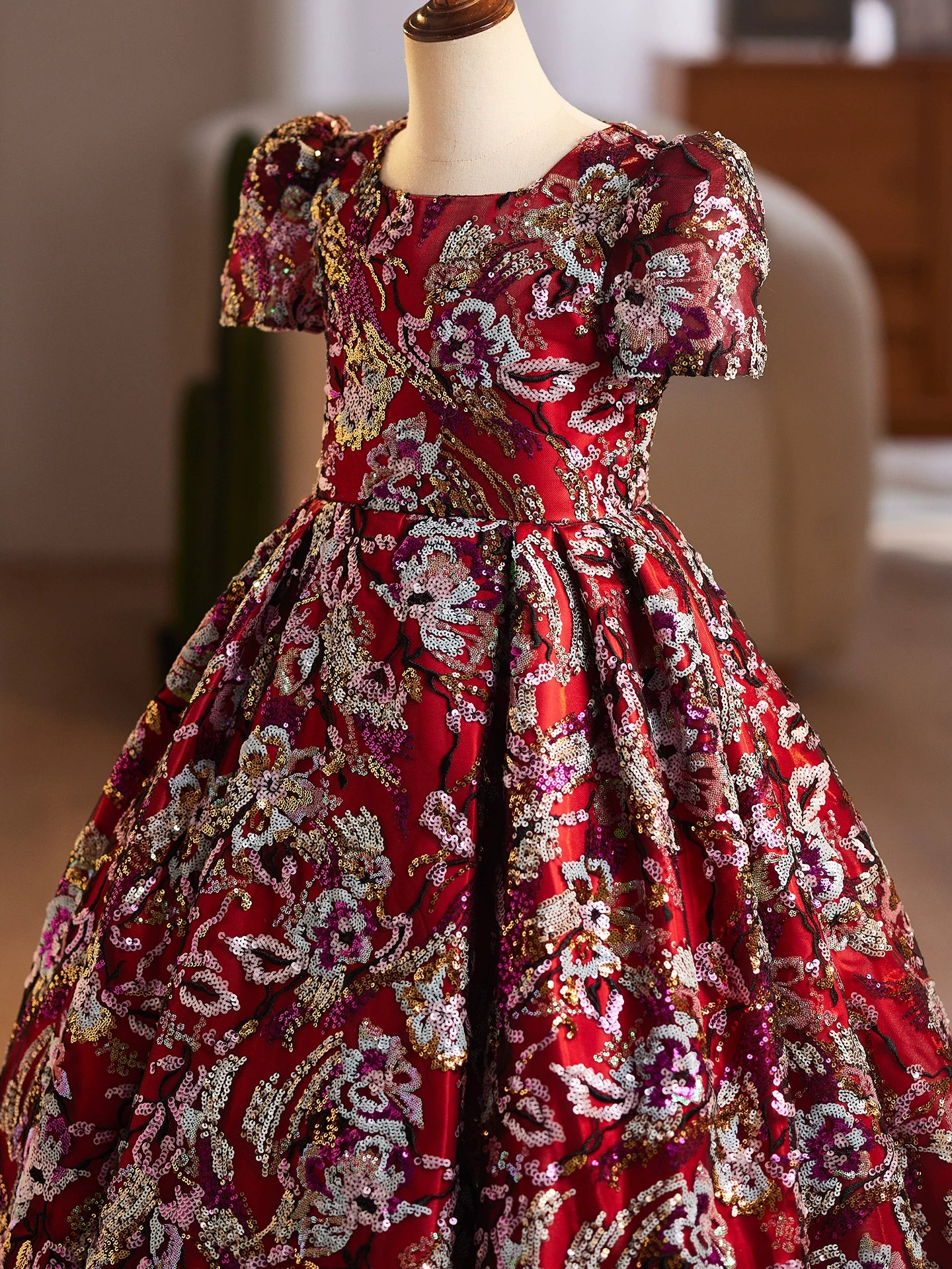 Red Sequin Maxi Dress for Girls – Cute Flower Girl & Party Gown