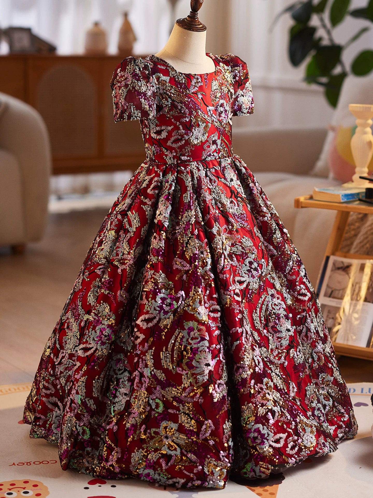 Red Sequin Maxi Dress for Girls – Cute Flower Girl & Party Gown