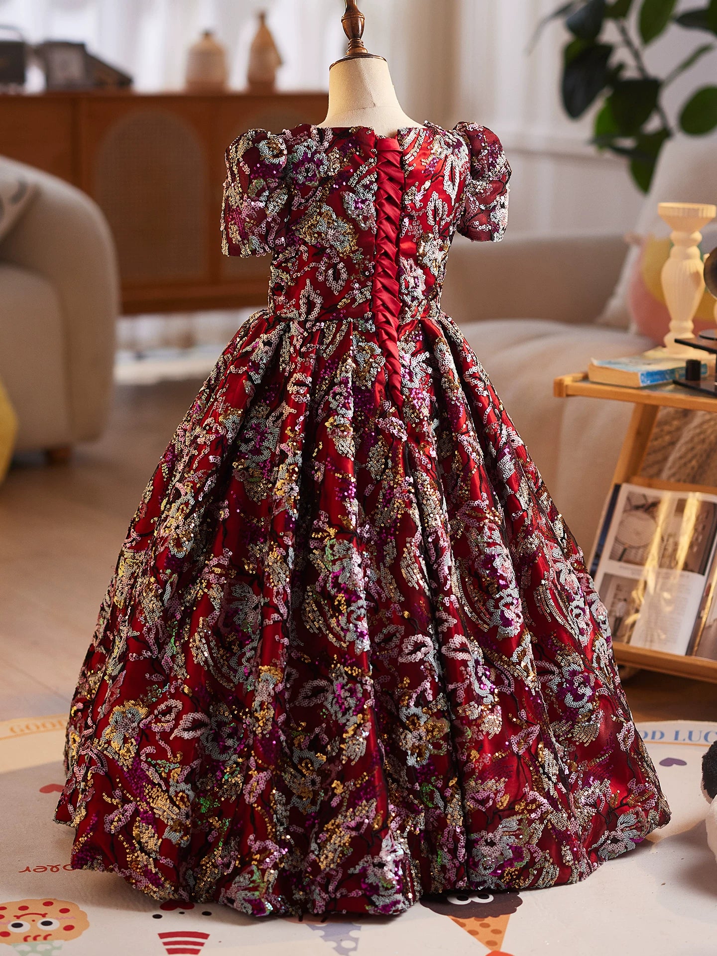 Red Sequin Maxi Dress for Girls – Cute Flower Girl & Party Gown