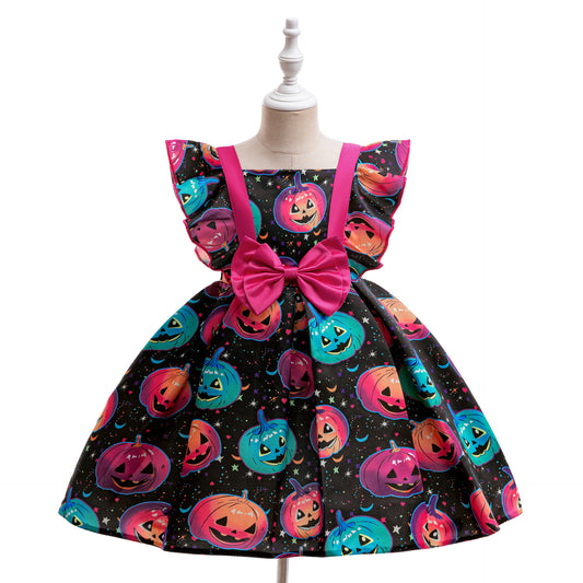 Cute Rose Red Pumpkin Princess Dress for Girls | Puffy Ball Gown Costume