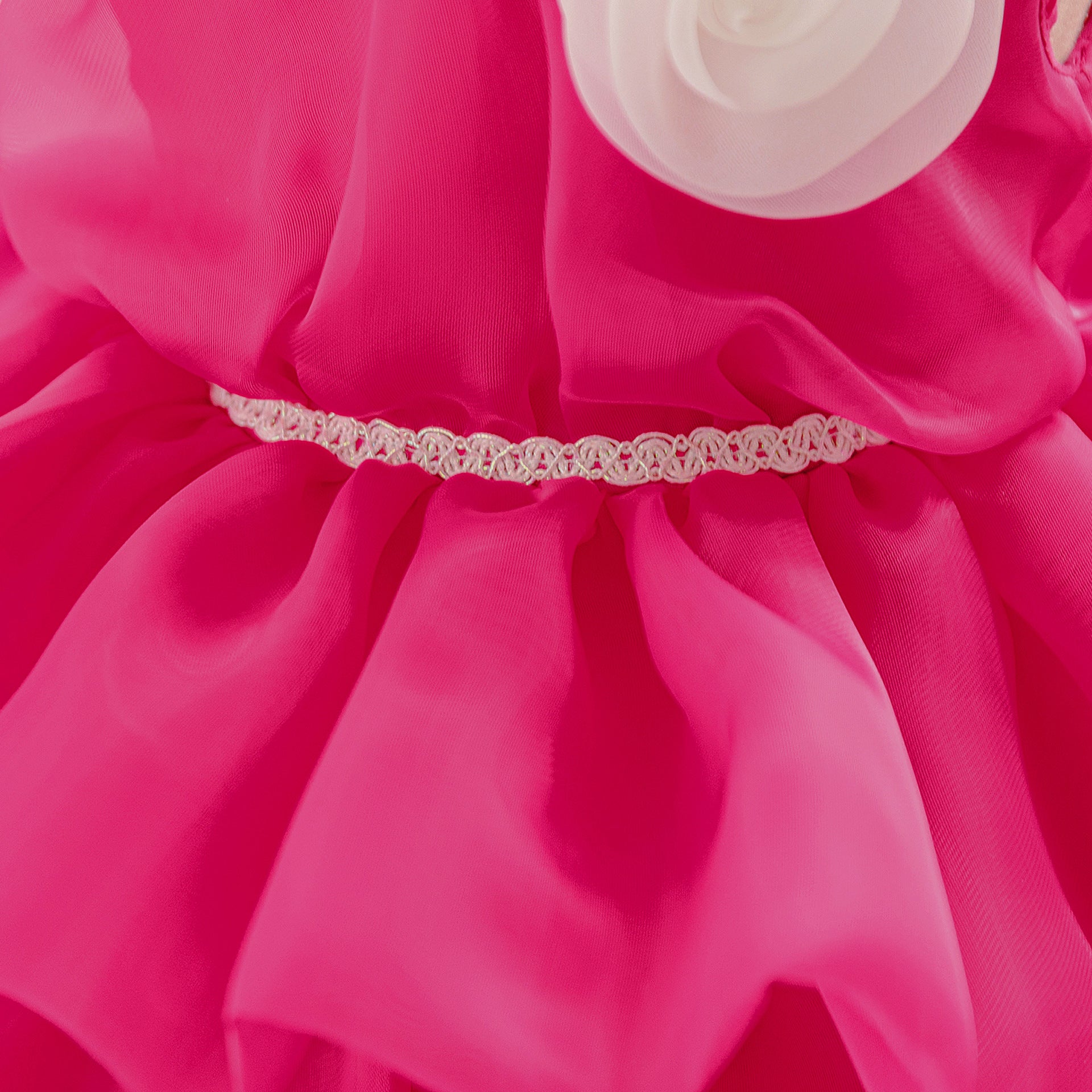 Rose Red Tiered Organza Ball Gown Dress for Girls | Cute Puffy Flower Girl Birthday Party Dress