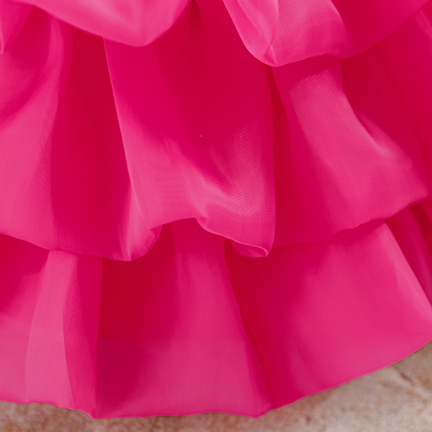 Rose Red Tiered Organza Ball Gown Dress for Girls | Cute Puffy Flower Girl Birthday Party Dress