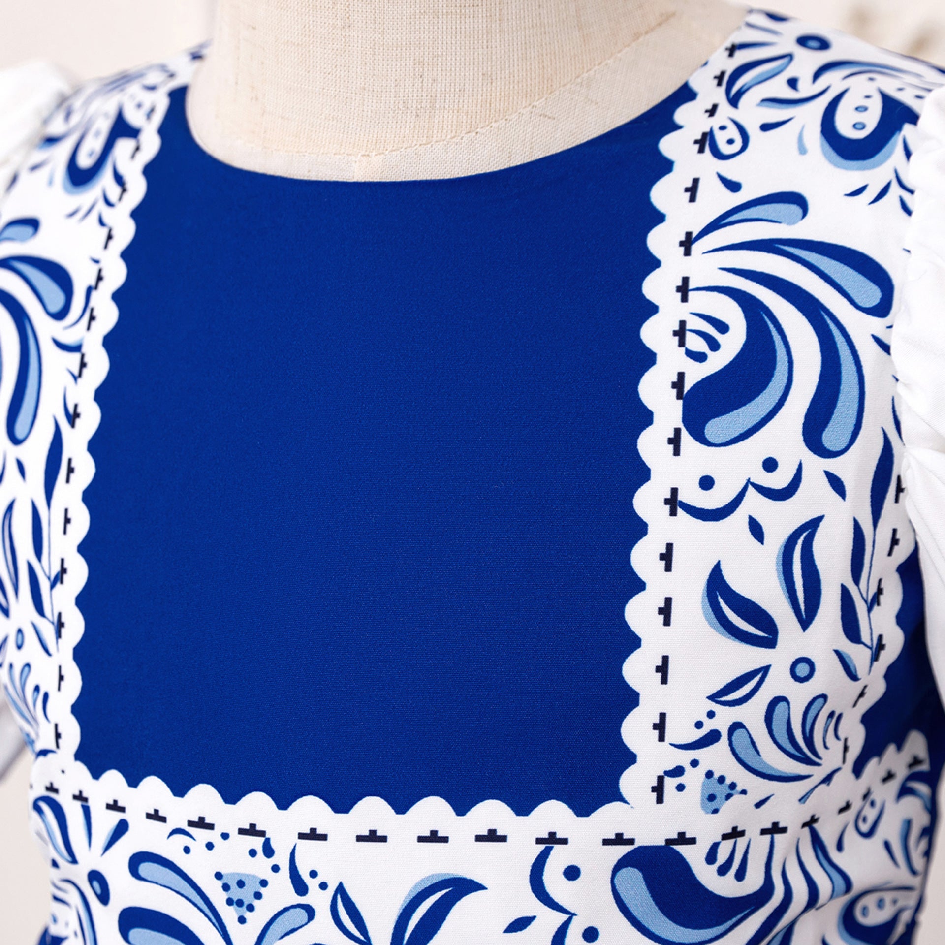 Royal Blue Floral Print Maxi Princess Dress for Girls Aged 3-8 | Elegant Flower Girl & Party Gown