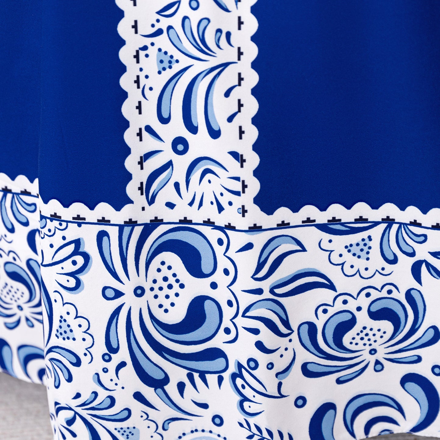 Royal Blue Floral Print Maxi Princess Dress for Girls Aged 3-8 | Elegant Flower Girl & Party Gown
