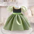 Sage Green Princess A-Line Embroidered Party Dress for Girls
