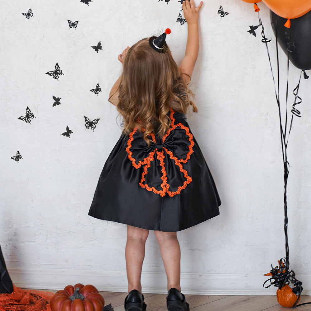 Cute Satin Lace A-Line Dress for Toddlers with Bow & Ruffles – Party & Wedding Princess Outfit