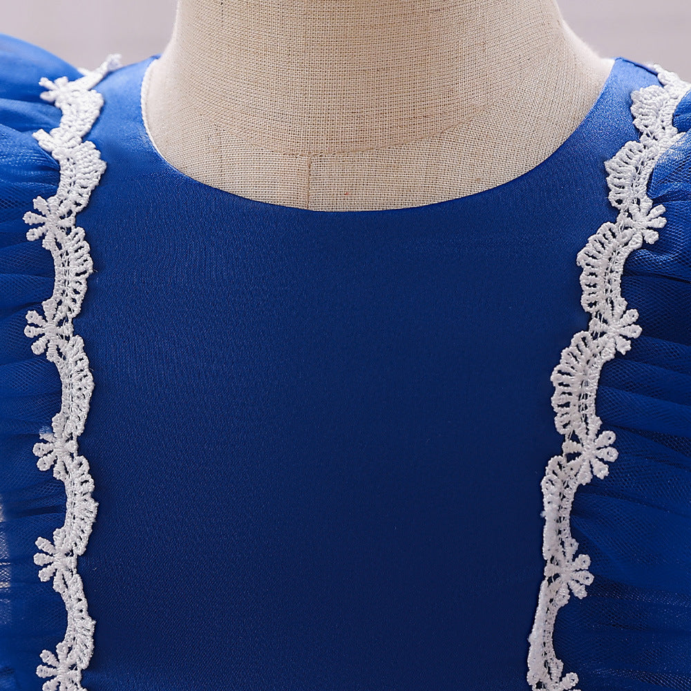 Cute Satin Lace A-Line Dress for Toddlers with Bow & Ruffles – Party & Wedding Princess Outfit
