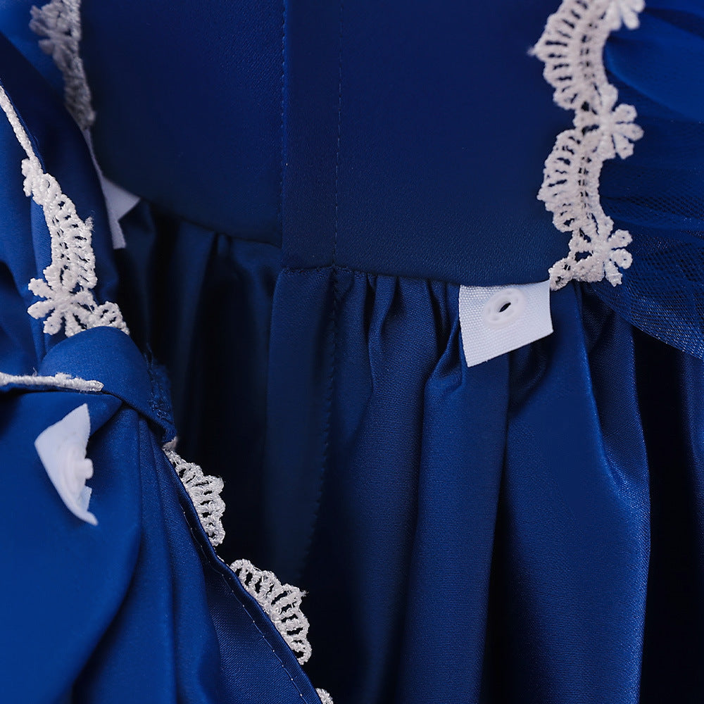 Cute Satin Lace A-Line Dress for Toddlers with Bow & Ruffles – Party & Wedding Princess Outfit
