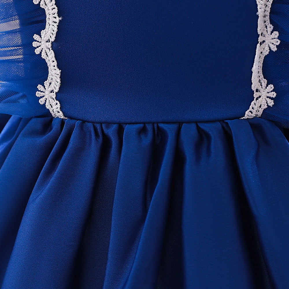 Cute Satin Lace A-Line Dress for Toddlers with Bow & Ruffles – Party & Wedding Princess Outfit