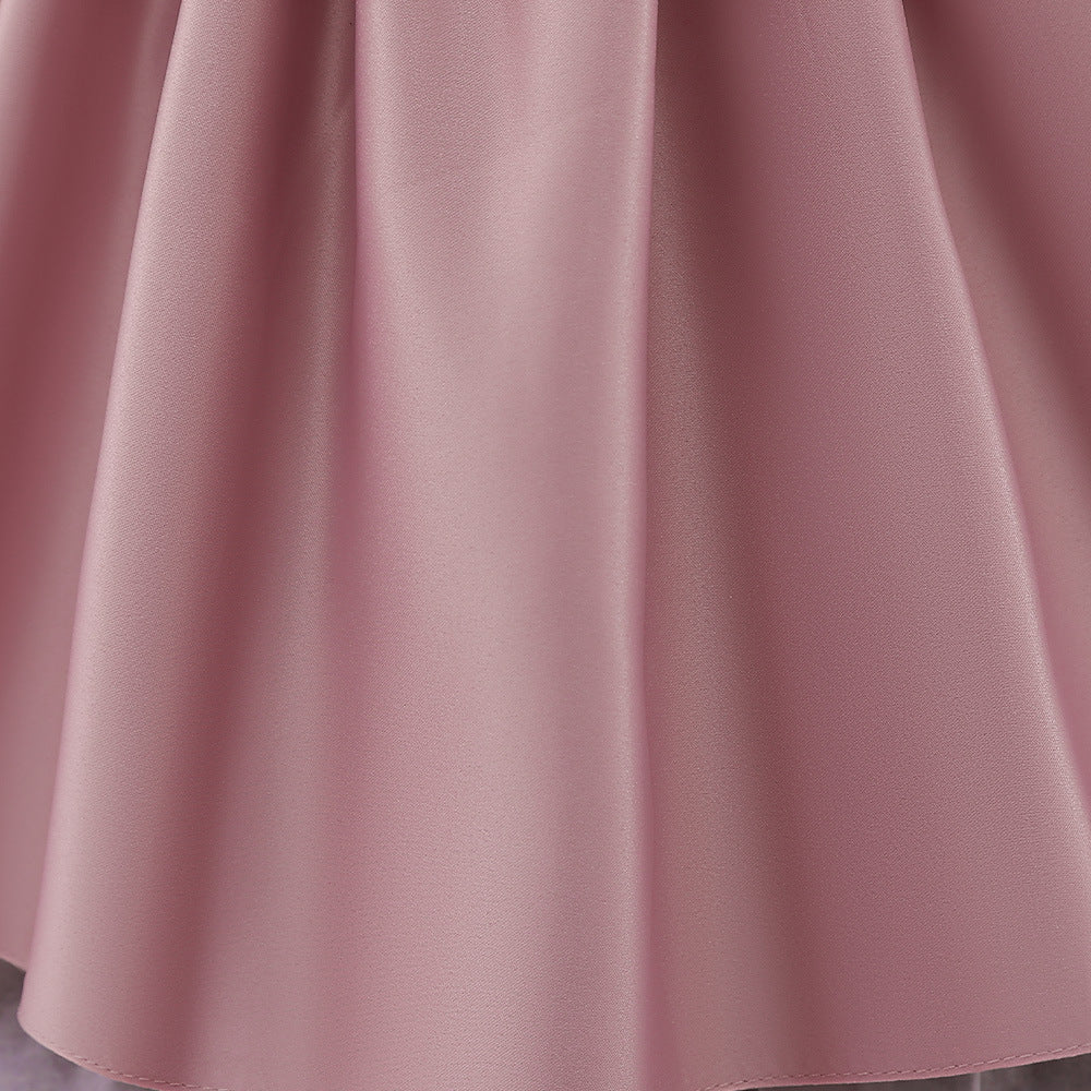Cute Satin Lace A-Line Dress for Toddlers with Bow & Ruffles – Party & Wedding Princess Outfit