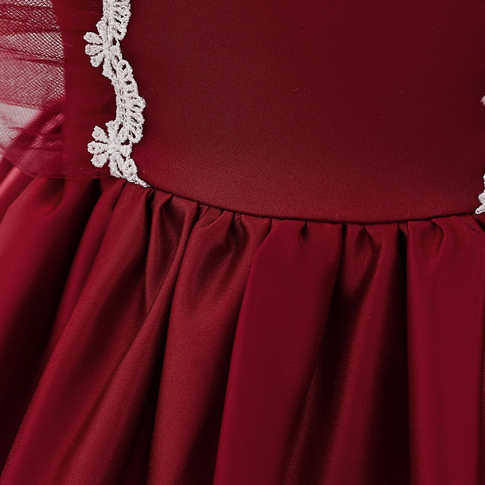 Cute Satin Lace A-Line Dress for Toddlers with Bow & Ruffles – Party & Wedding Princess Outfit