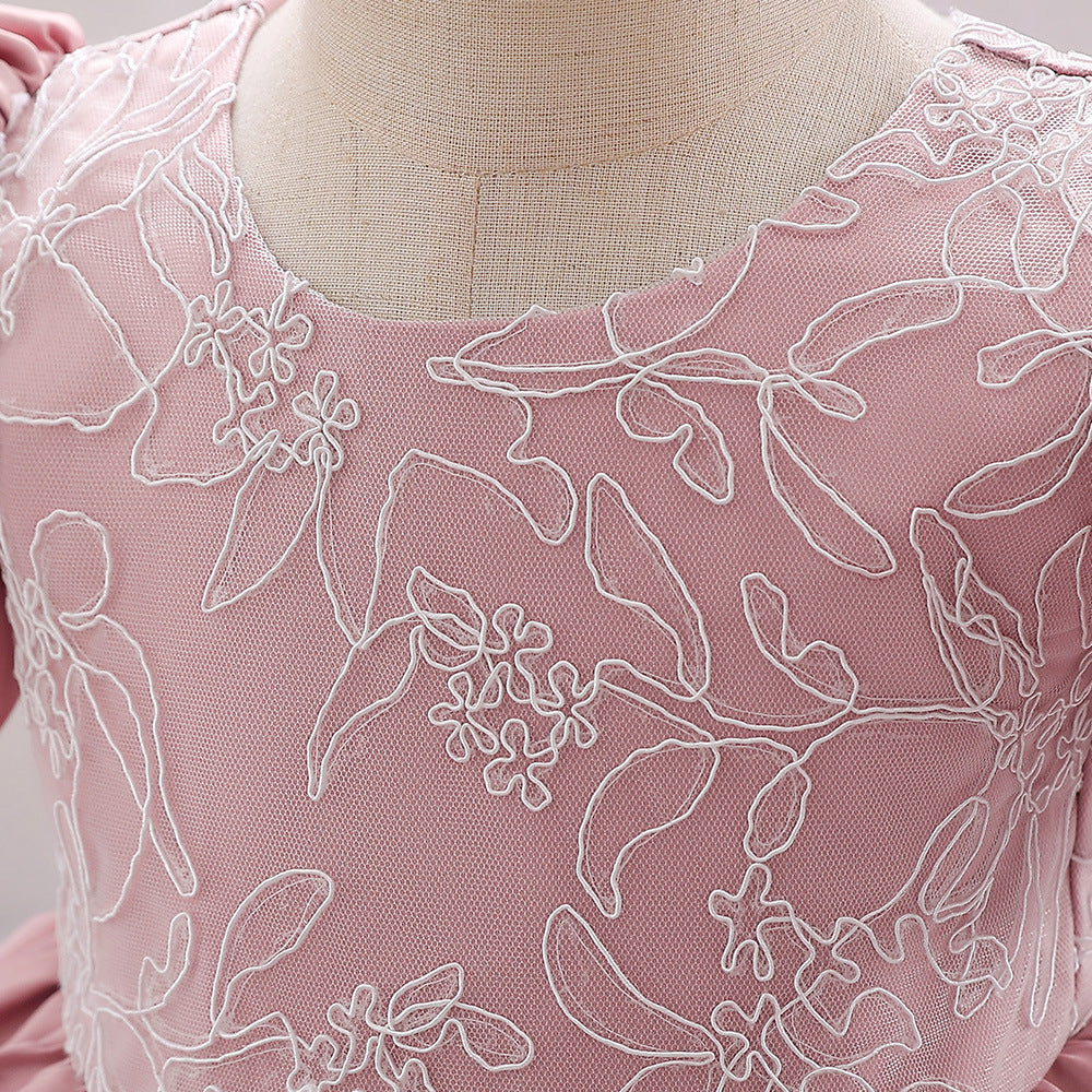 Satin Princess Dress for Baby Girls – Ruffle Tea-Length Flower Girl Outfit