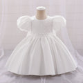 Satin Ruffle Tea-Length Princess Dress with Lace Bow for Toddlers