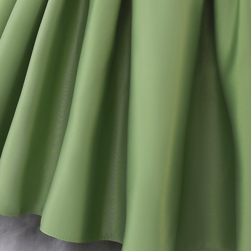 Satin Princess Dress for Baby Girls – Ruffle Tea-Length Flower Girl Outfit