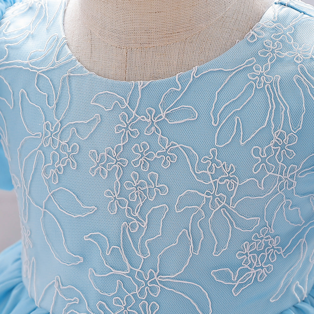 Satin Princess Dress for Baby Girls – Ruffle Tea-Length Flower Girl Outfit