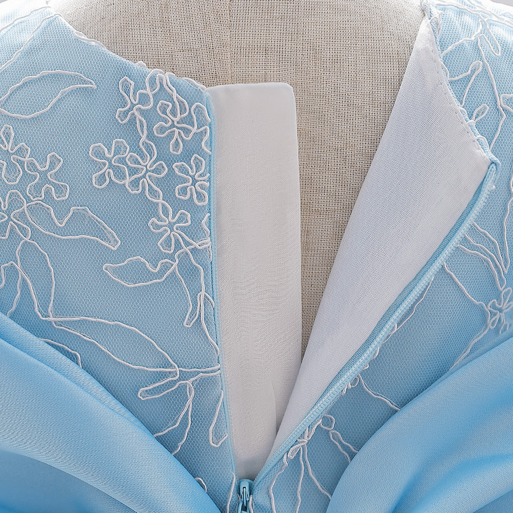 Satin Princess Dress for Baby Girls – Ruffle Tea-Length Flower Girl Outfit