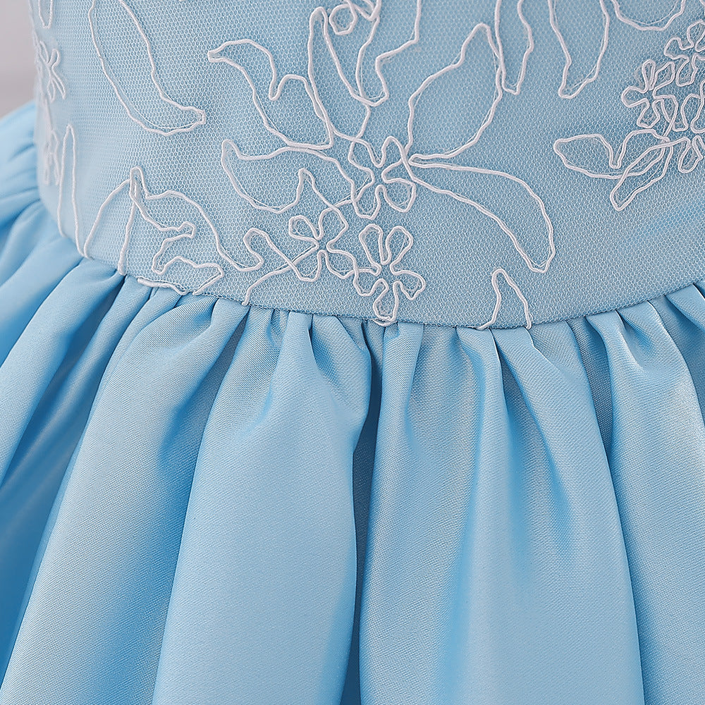 Satin Princess Dress for Baby Girls – Ruffle Tea-Length Flower Girl Outfit