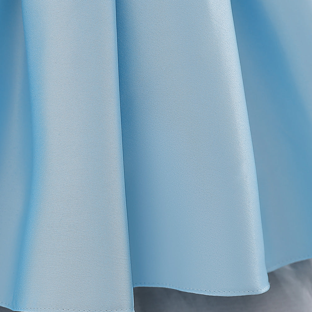 Satin Princess Dress for Baby Girls – Ruffle Tea-Length Flower Girl Outfit