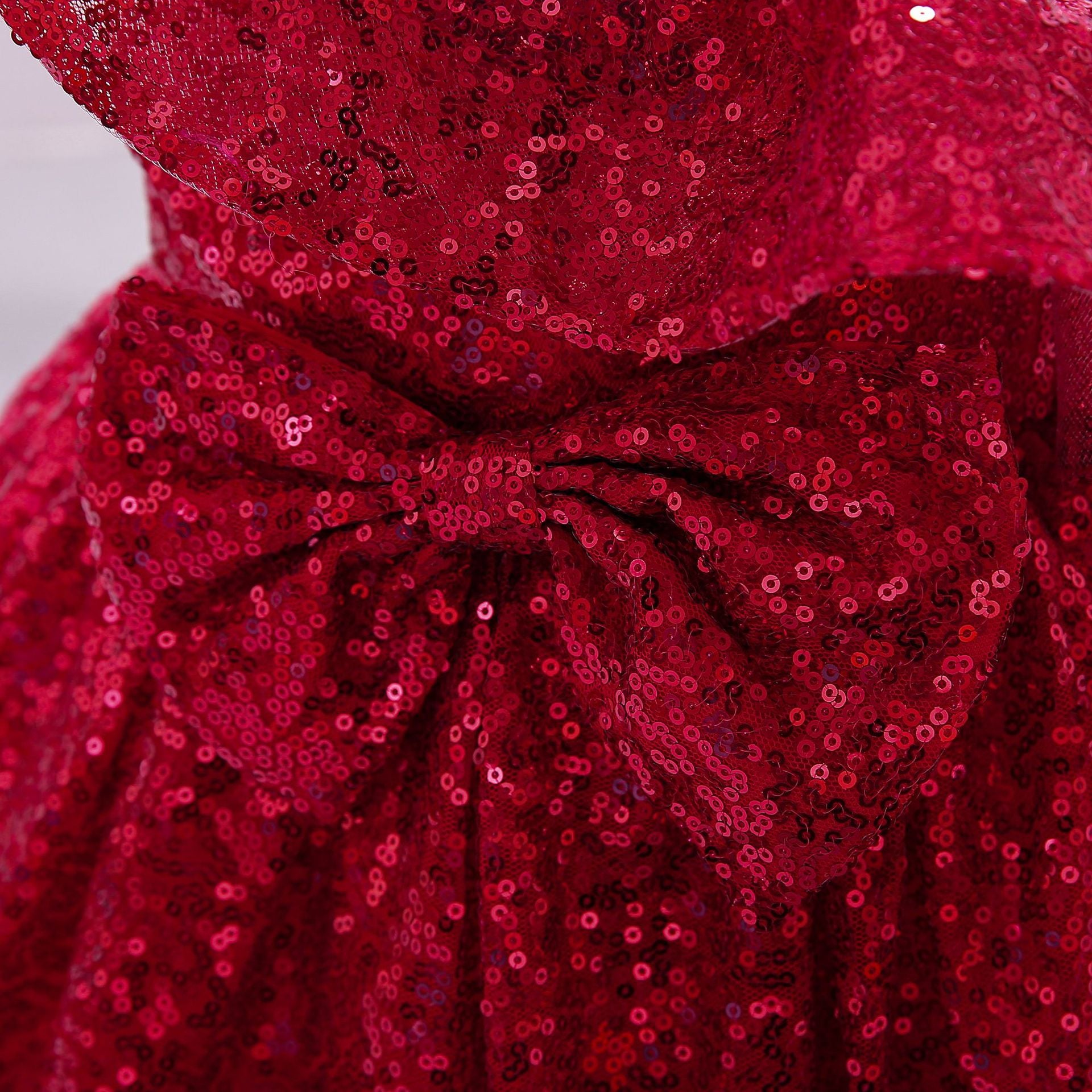 Sequin A-Line Flower Girl Dress with Bow & Ruffle – Tea Length Special Occasion Outfits