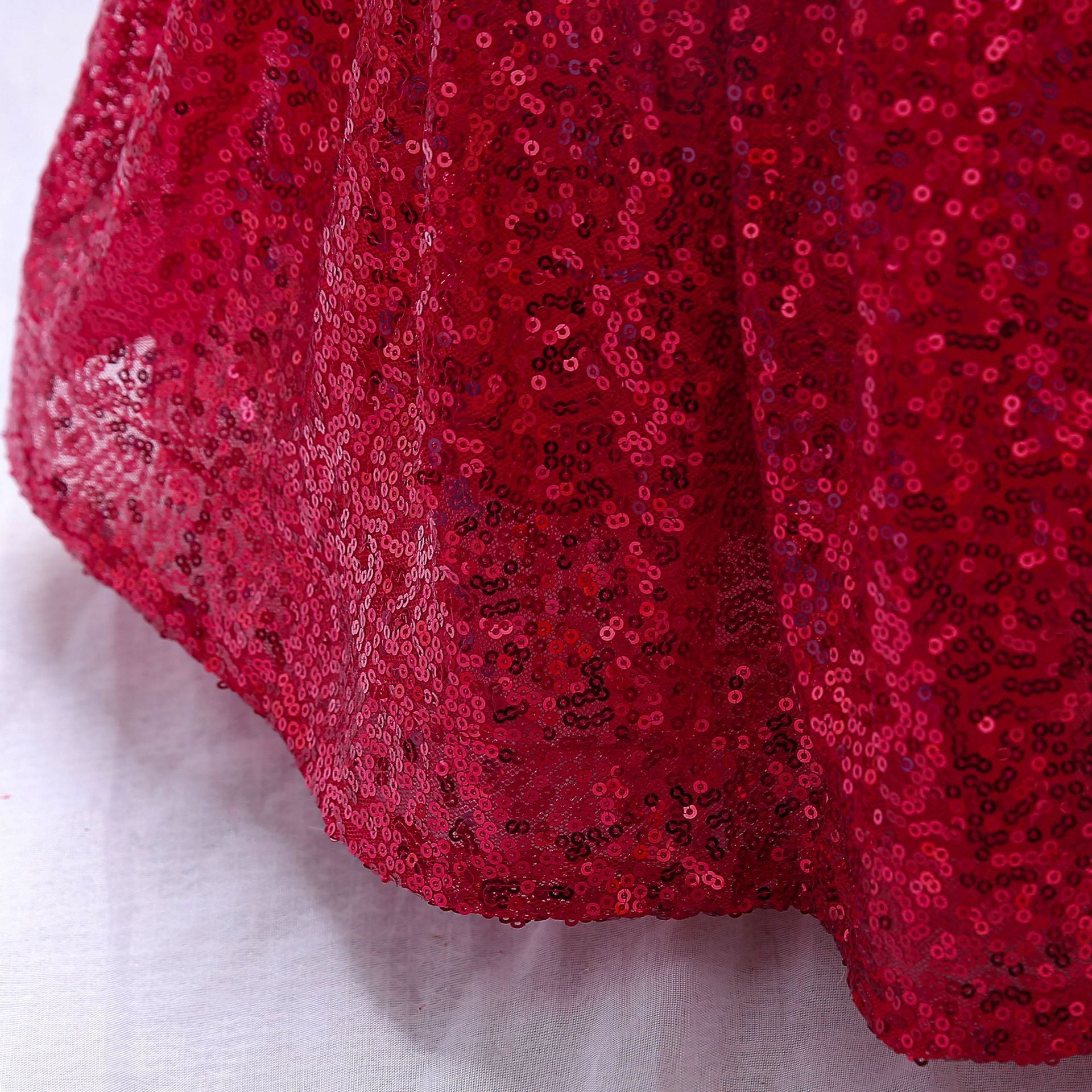 Sequin A-Line Flower Girl Dress with Bow & Ruffle – Tea Length Special Occasion Outfits