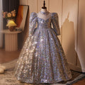 Sequin Beaded Purple A-line Maxi Dress for Girls